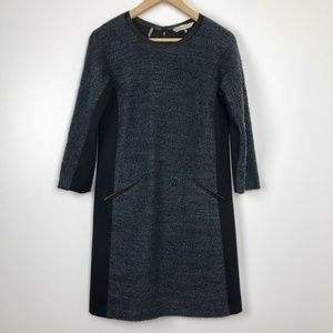 Rebecca Taylor Boucle Wool Dress w/ Lamb Leather